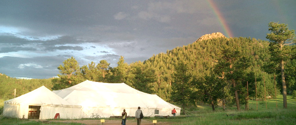 tent and rainbow