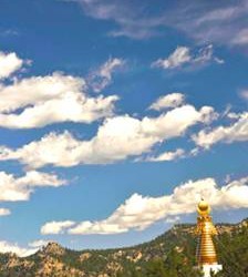 Stupa amid clouds