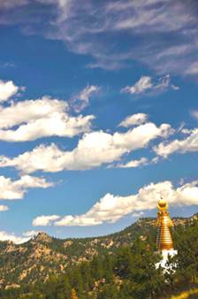 Stupa amid clouds