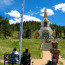 sitting to look at the stupa