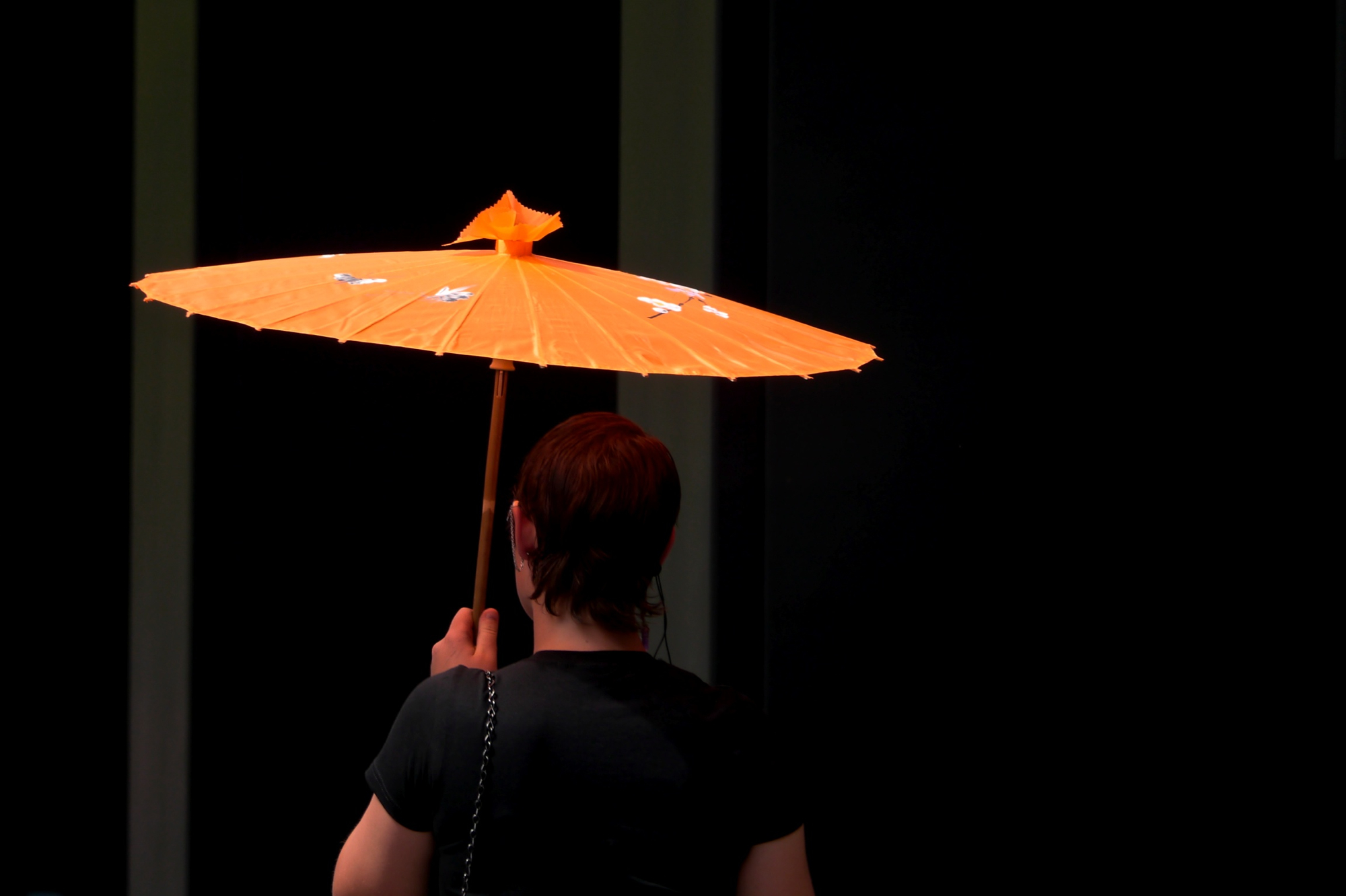 Miksang Woman with Orange Umbrella