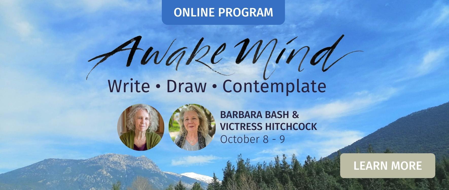 awake mind - write, draw, contemplate online retreat october 8-9, 2022