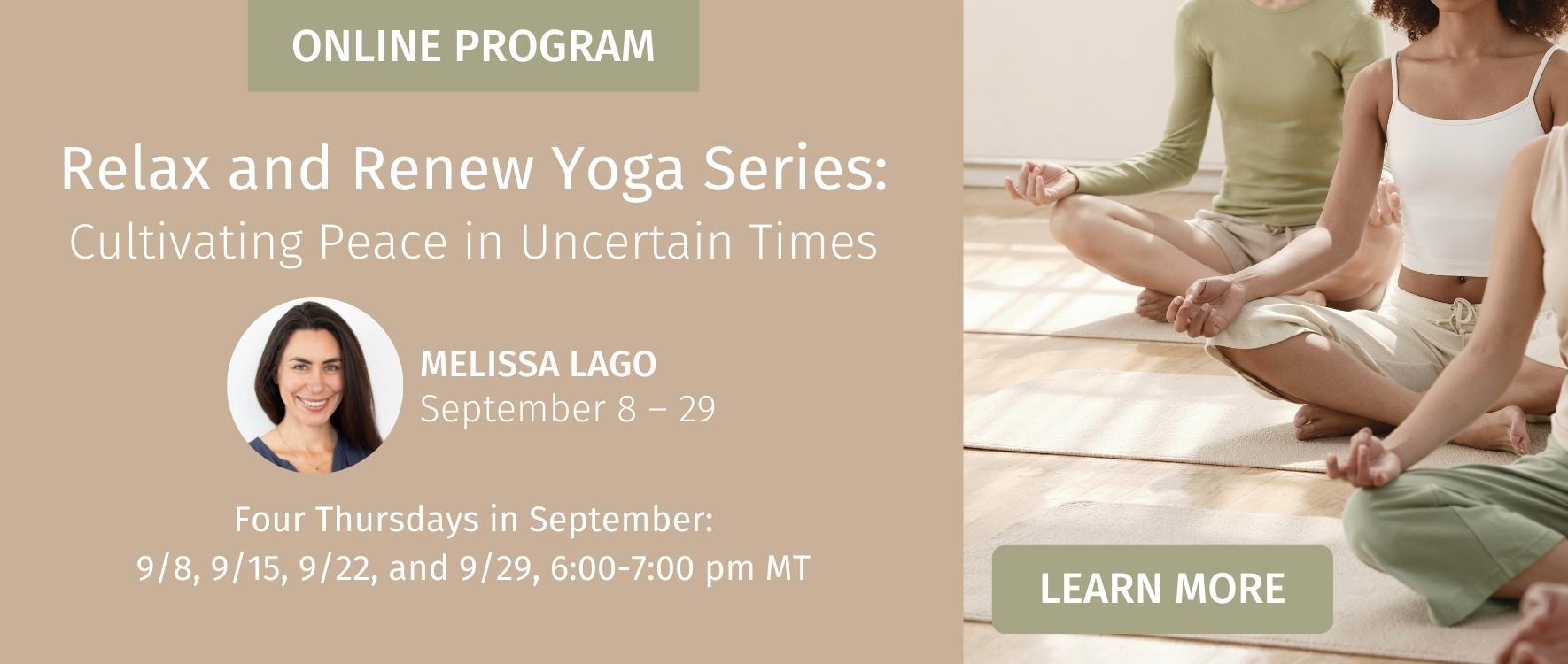 relax and renew yoga series four thursdays in september 2022